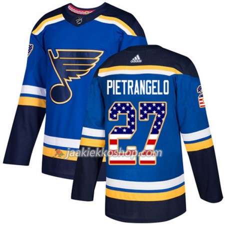 Miehille NHL St. Louis Blues Pelipaita Alex Pietrangelo 27 Adidas 2017-2018 Sininen USA Flag Fashion Authentic